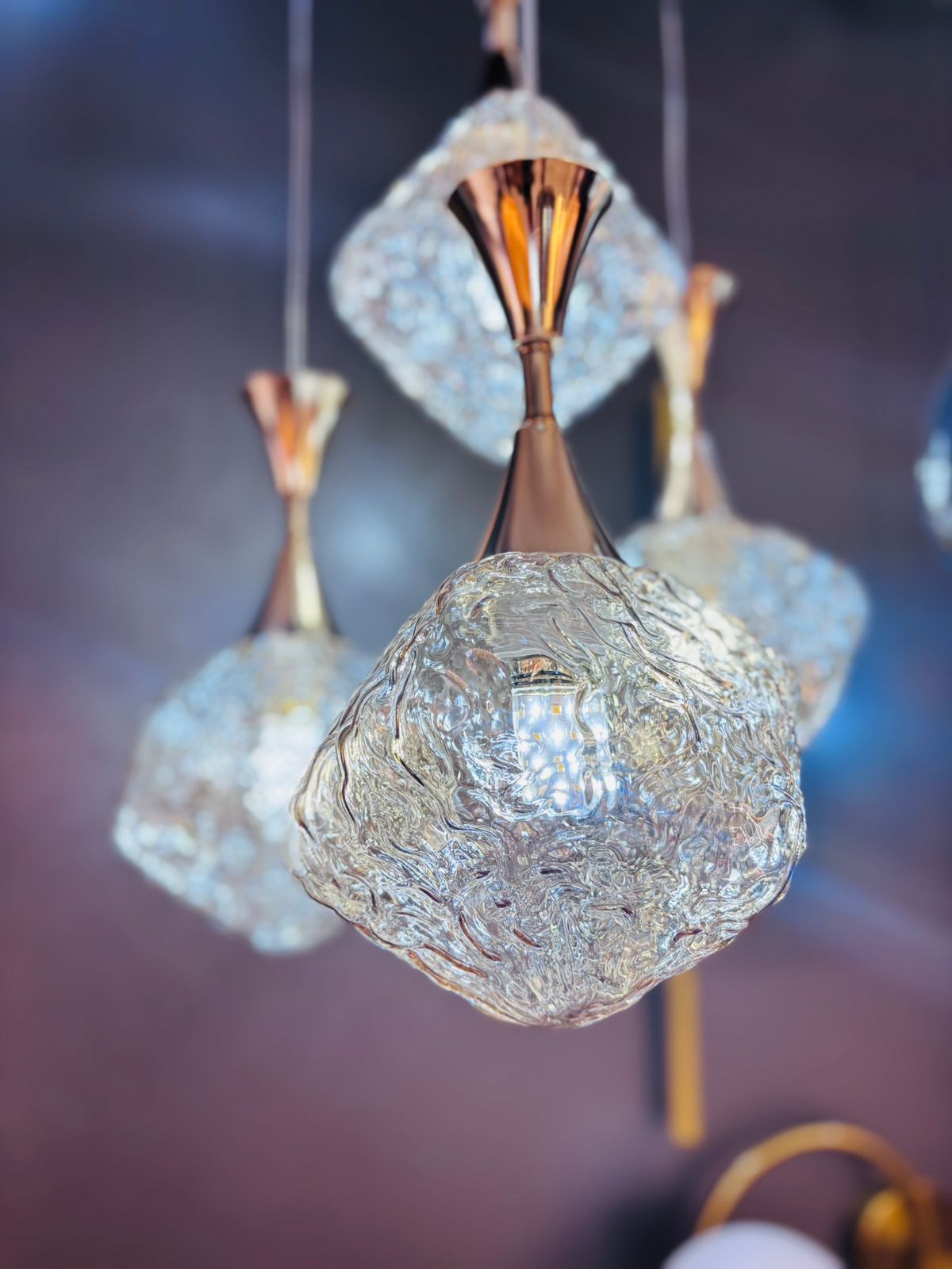 Amber Pendant Chandelier Modern Crystal Glass Light High Ceiling 512-4