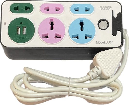 10Amp Extension Board Dual Usb Charger With Universal 2 Pin & 3 Pin Sockets 3 ft wire with with 3 Pin Plug