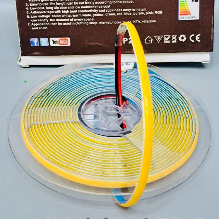 5mm COB Strip 24Volts, 400Led per meter, 5 meters roll Self Adhesive