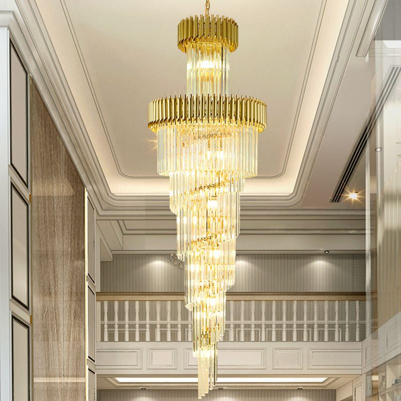 M7603 Modern Crystal Pendant Lamp Ceiling Light Fixture Livingroom Hotel Lobby Duplex Chandelier