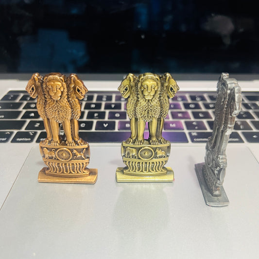 Metal Ashok Stambh National Emblem Dual Side With Self Adhesive Bottom