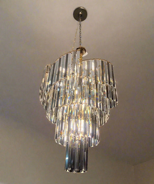 Spiral Crystal Chandelier | Blank and White Shade | 5023