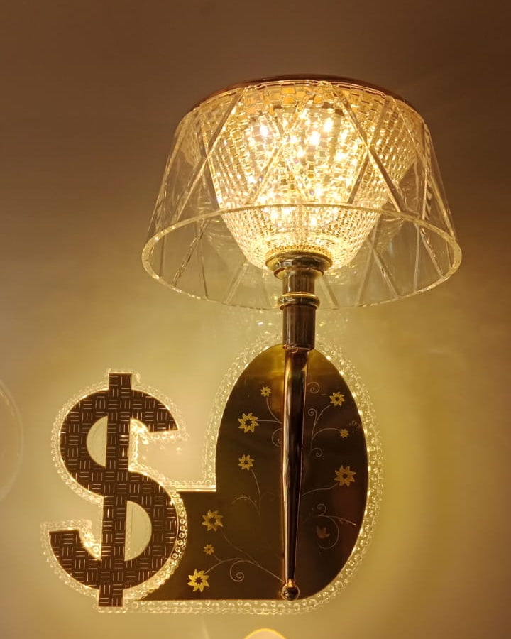 Golden Glow of Wealth Dollar Lamp Led Wall Fancy Light | Led Wall Light | Indoor Led Decorative Light | W1288