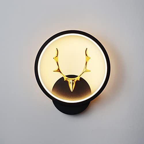 Deer Wall Lights, Stylish Wall lamp | Wall Light | Wall lamp for Living Room | Fancy Lights for Wall, Bedroom, Home Decoration, Color-Warm White+Natural White+Cold White(Black(Round)-Deer Head) WLD01 B