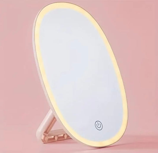 Lighted Makeup Mirror|Portable Monochromatic Vanity Mirror with Adjustable Lighting Rechargable with USB Micro-B Connector