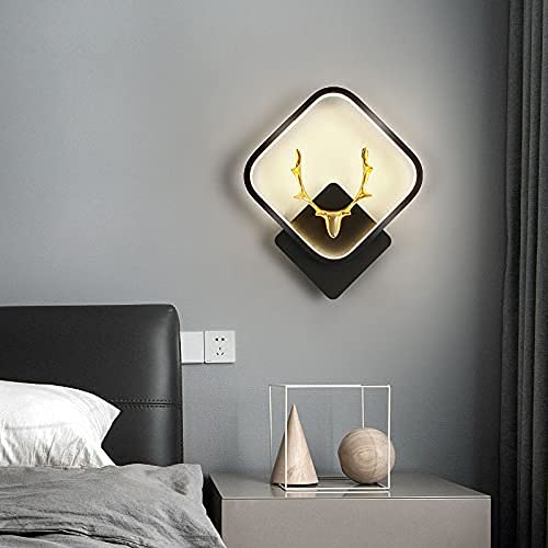 Deer wall lights, stylish wall lamp | wall light | wall lamp for living room | fancy lights for wall, bedroom, home decoration, Color-Warm White+Natural White+Cold White(Black(Square)-Deer Head) WLD01 D