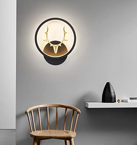 Deer Wall Lights, Stylish Wall lamp | Wall Light | Wall lamp for Living Room | Fancy Lights for Wall, Bedroom, Home Decoration, Color-Warm White+Natural White+Cold White(Black(Round)-Deer Head) WLD01 B