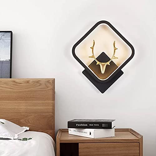 Deer wall lights, stylish wall lamp | wall light | wall lamp for living room | fancy lights for wall, bedroom, home decoration, Color-Warm White+Natural White+Cold White(Black(Square)-Deer Head) WLD01 D