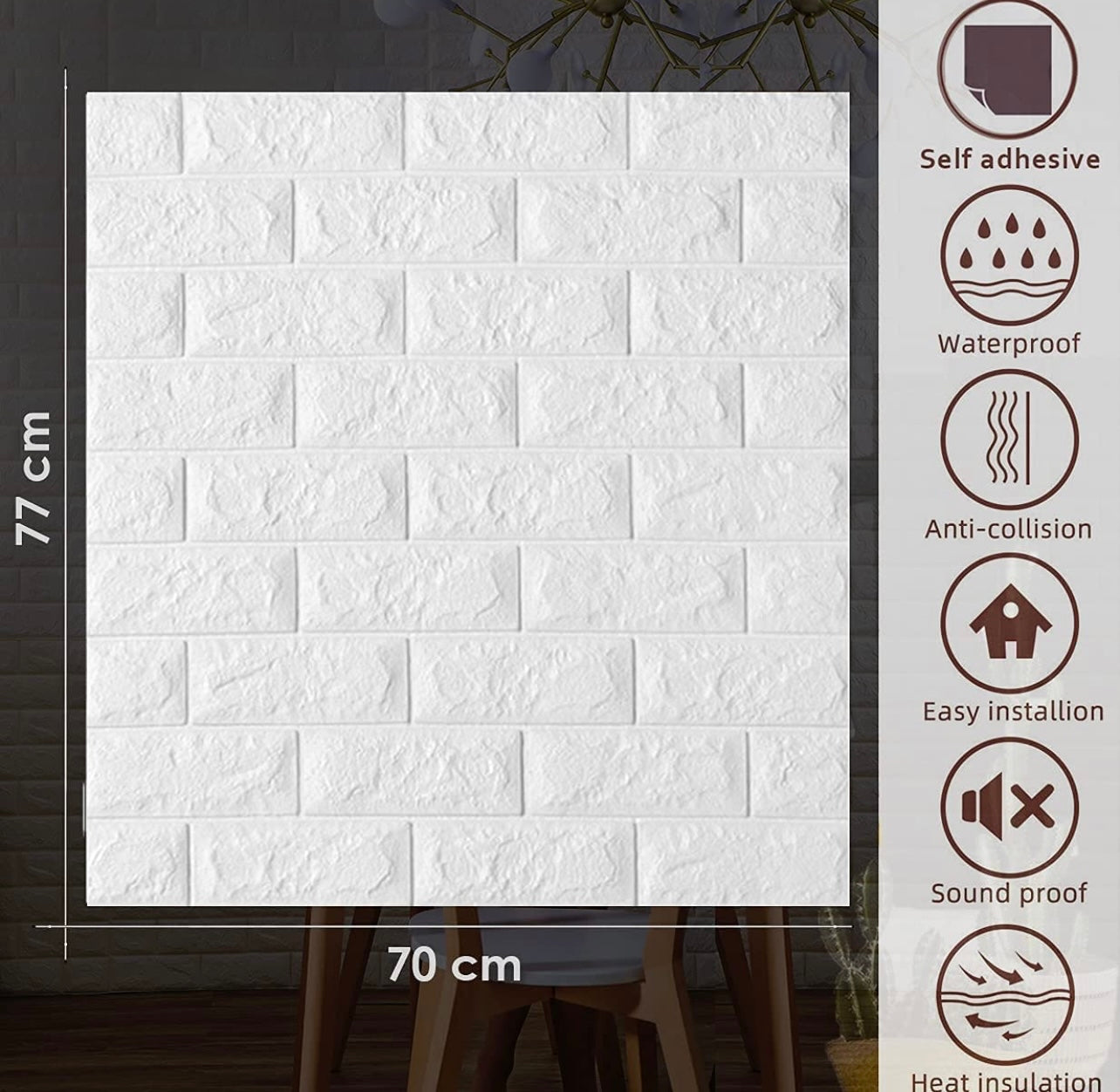 3D Foam Soft Tiles Self Adhesive White Gloss