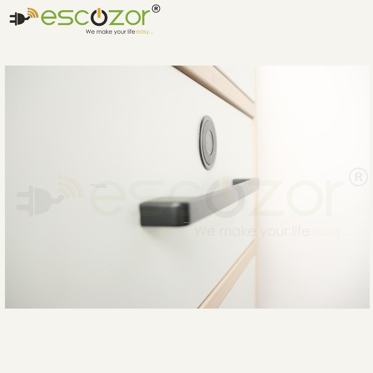 Escozor® DFL03 Concealed Metal Body Fingerprint Drawer Lock,Smart Biometric Cabinet Lock,Safety Electric,Drawer Wardrobe Lock,Furniture Privacy Lock(20 Fingerprints stored & Each Lock Different EKey)