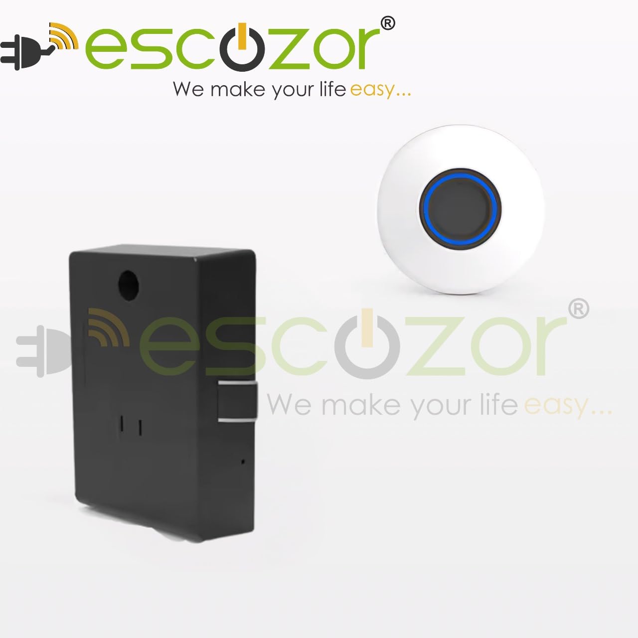 Escozor® Metal Smart Biometric Digital Lock for Cabinet, Drawer, Openable Wardrobe (Not for Sliding) Unlock Using 20 Fingerprints & E-Key (PMF01 with Motorized Lock Body) (Black)