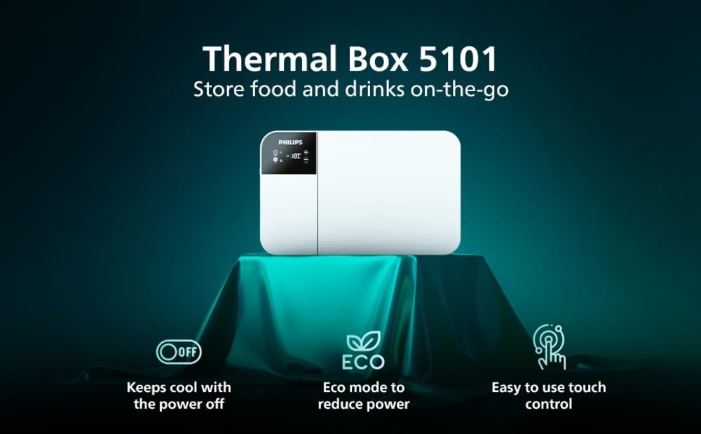 Philips Automotive Car Thermal Box Tb5101, 16.5 L Car Refrigerator, 12/24V Dc Car Fridge,Freezer With Compressor,Electric Cooler For Car Truck Rv Road Trips Travel & Home Use-5 Star,Frost Free,White