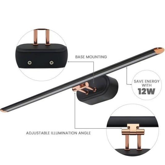 Modern Black Body Rose Gold 12W LED Picture Light with Adjustable Head | LX-776WL