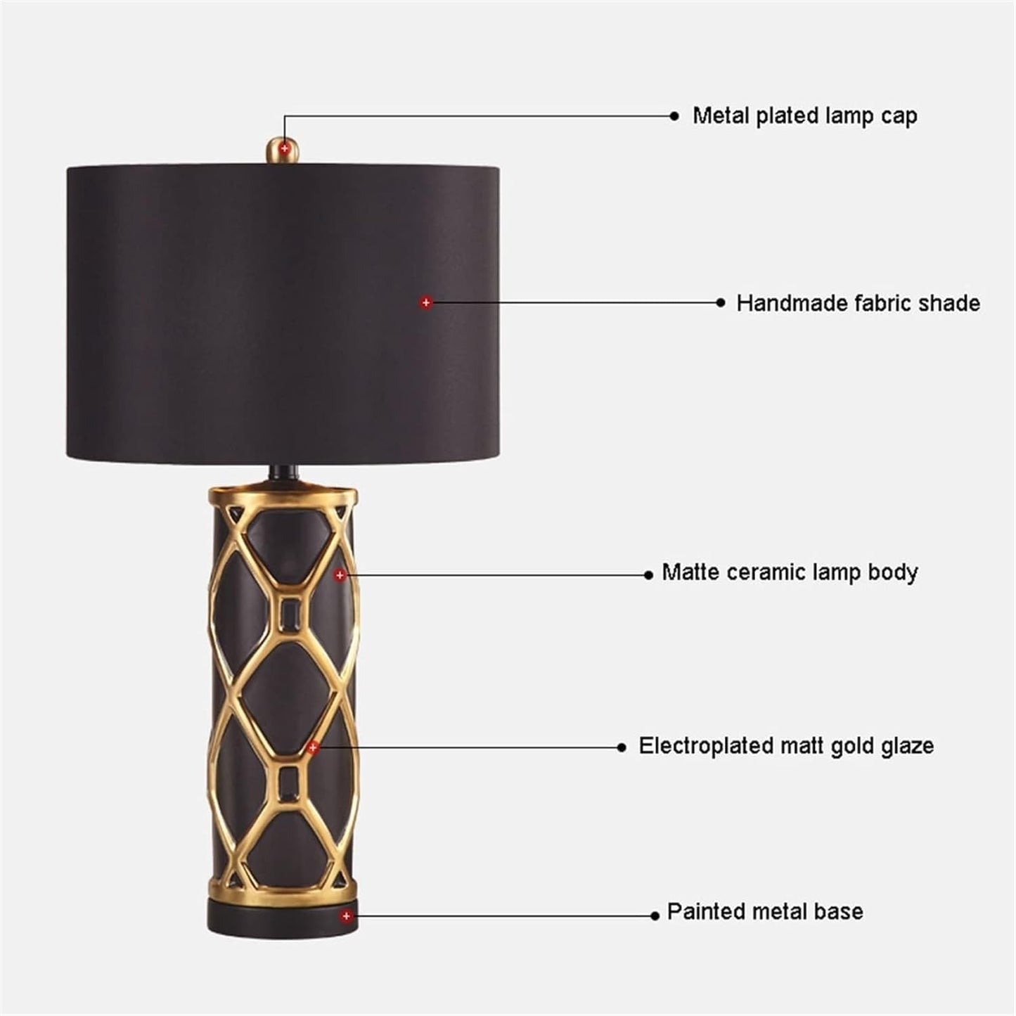 Transitional Handmade Fabric Drum Shade for Table Lamp | T-6382