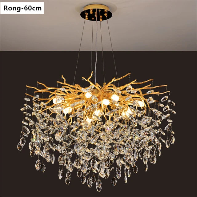 Hanging Pendant Light 600mm HL1601 Mini Chandelier 9 Lamps Electroplated Aluminium Hanging with Crystals