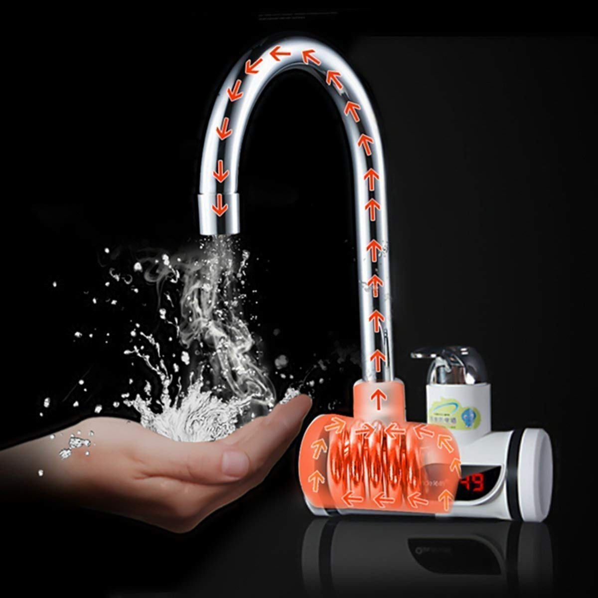 Instant Heating Digital Water SINK / TAP MOUNTED with 3 Pin Indian Plug (16Amp) - Power 2500W