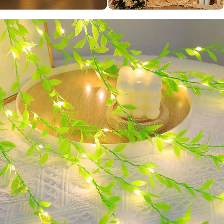 Leaf Curtain Lights, Artificial Vines Curtain Lights for Wedding Party Backdrop Baby Shower Diwali Home Decoration