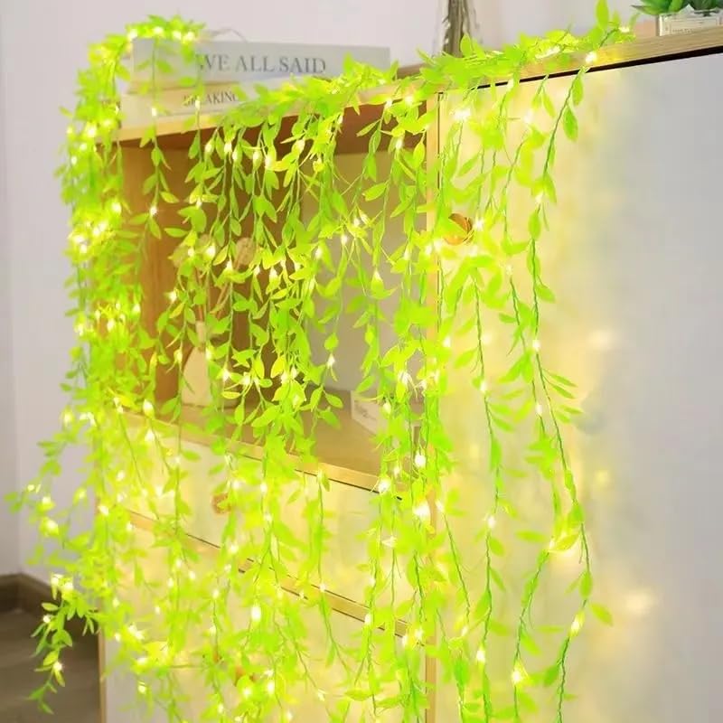 Leaf Curtain Lights, Artificial Vines Curtain Lights for Wedding Party Backdrop Baby Shower Diwali Home Decoration