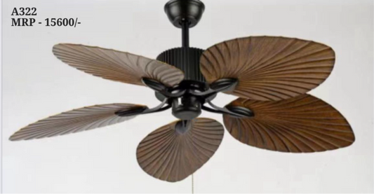 WOODEN PALM LEAF CEILING FAN REMOTE CONTROLLED | A322-52