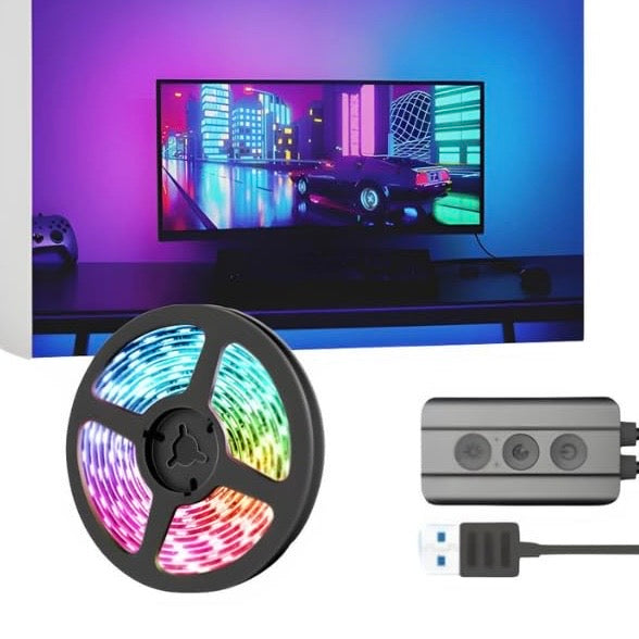 USB Sync Backlight for Gaming PC - Monitor Backlight (Upto 40 inches Monitor Size) || Color Changing with Screen Sync Box PC Backlight || RGB5050 Smart LED Strip || (Not for TV, ONLY for Computer / Laptop Screen) KPC5