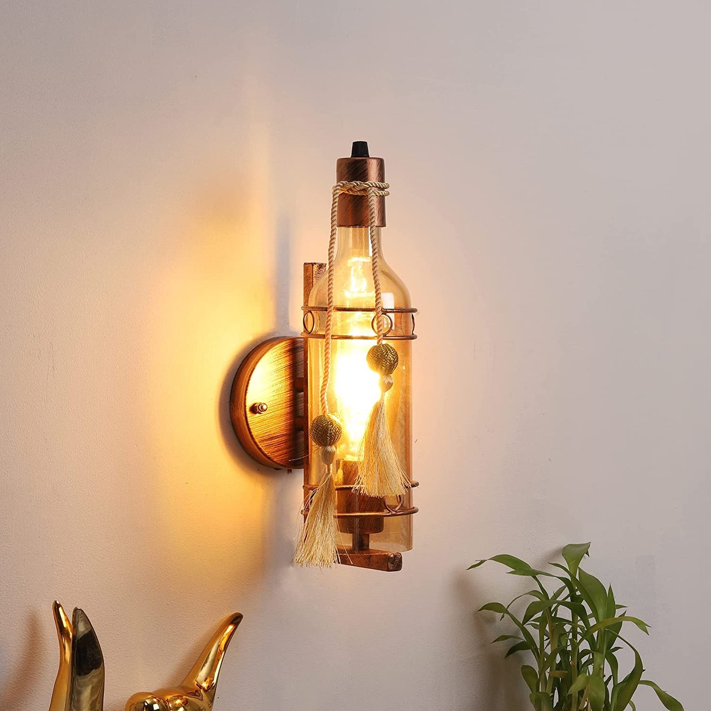 Antique Wine Bottle Shaped Wall Lamp