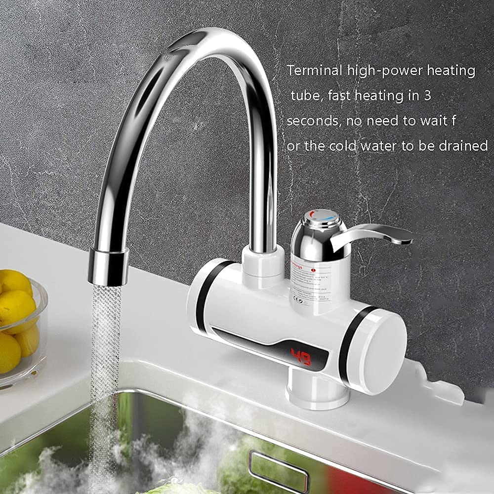 Instant Heating Digital Water SINK / TAP MOUNTED with 3 Pin Indian Plug (16Amp) - Power 2500W