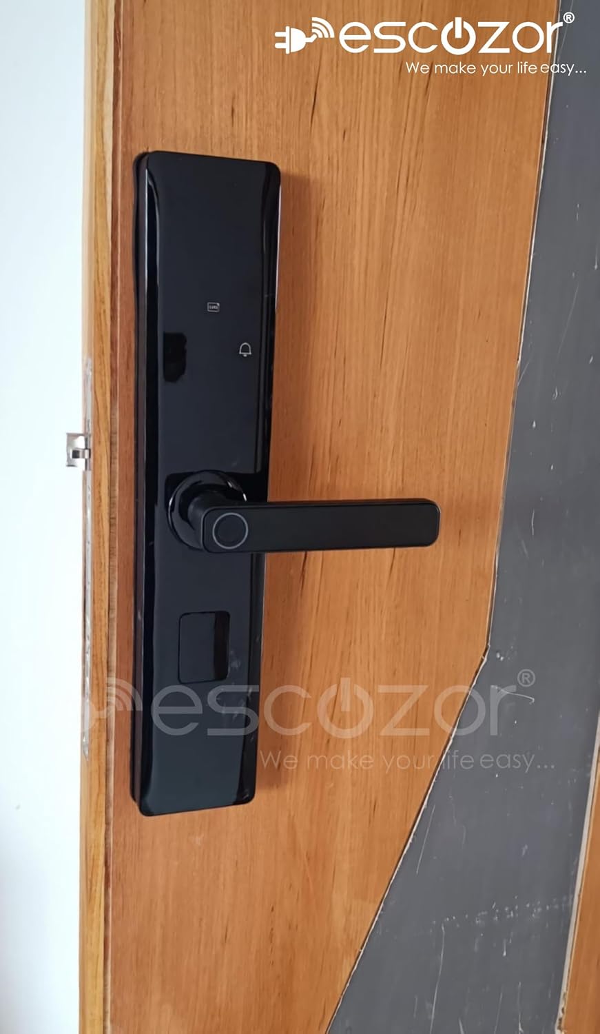 Escozor® H201 Smart Digital Keyless Fingerprint Lock for Main,Safety,Bedroom & Office Door with Password,Smart Card,Mechanical Keys & WiFi Smart Life Mobile App Control(35mm to 70mm Door Thickness)