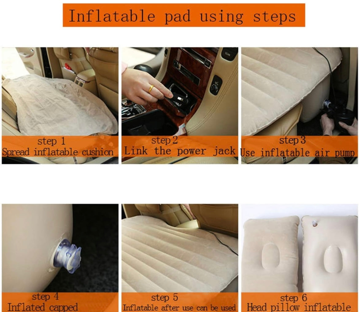 Multifunctional Inflatable Car Bed Mattress with Two Air Pillows For Car with Air Pump