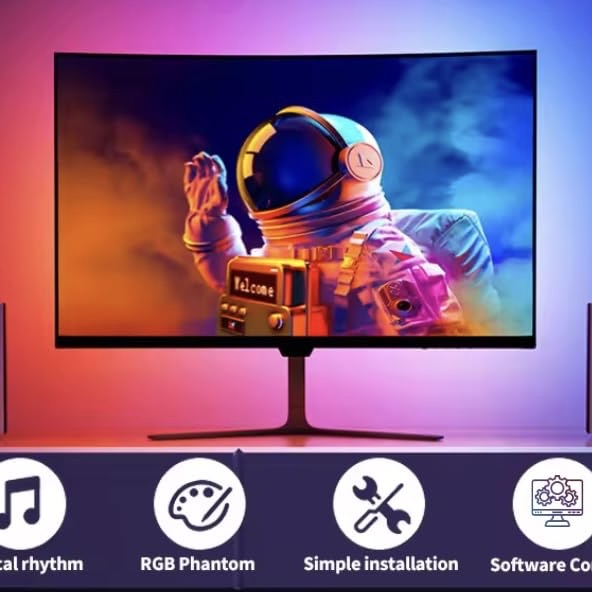 USB Sync Backlight for Gaming PC - Monitor Backlight (Upto 40 inches Monitor Size) || Color Changing with Screen Sync Box PC Backlight || RGB5050 Smart LED Strip || (Not for TV, ONLY for Computer / Laptop Screen) KPC5