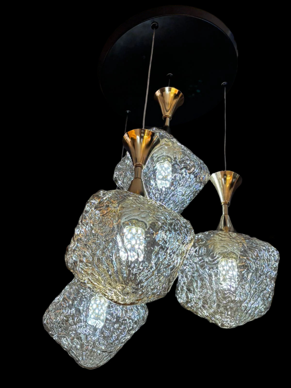 Amber Pendant Chandelier Modern Crystal Glass Light High Ceiling 512-4