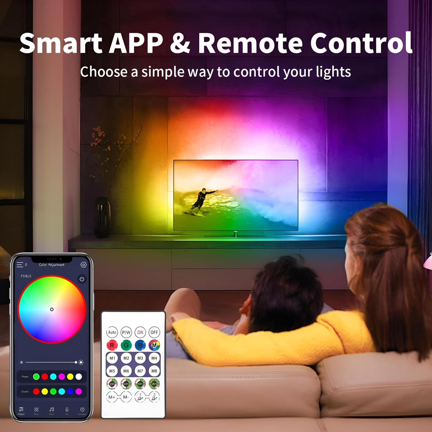 5M USB RGB-IC Smart Neon Light, Waterproof, Music Sync, Bluetooth APP Controlled, DIY Modes Color Chasing Effect for Bedroom,Home Decoration UN05