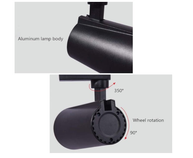 Track Light Spot Light | Focus Light (for Track System) | Track Lights | Aluminium Black Body Lighting Fixtures for Accent, Retail, Kitchen, Ceiling (20W Warm White)