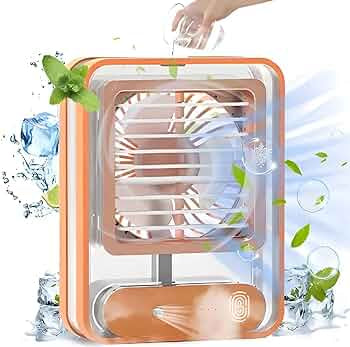 Rechargeable Cooling Mist Fan With Humidifier Touch Button C Type Charging Port