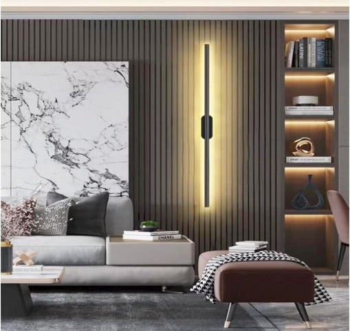 Modern LED Wall Light Linear | Wall Sconce Lighting Long | Wall Mount Lamp | Minimalist Metal Wall Lighting Fixture for Bedroom Hallway Stairwell Living Room Wall Wash Lights LZ079 BLACK