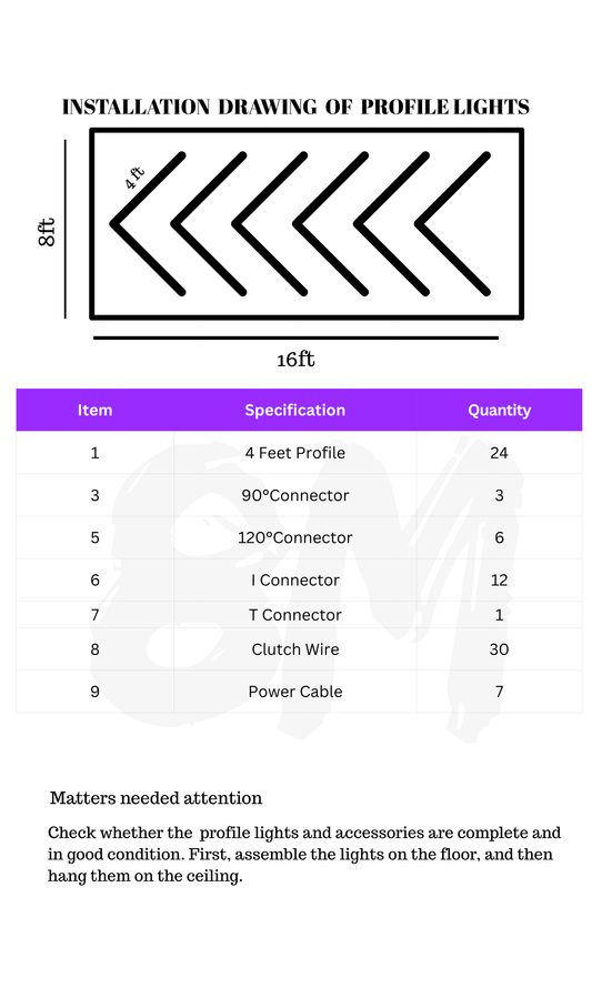 Gym Profile Lights | Arrow with Boarder | (Set - B)
