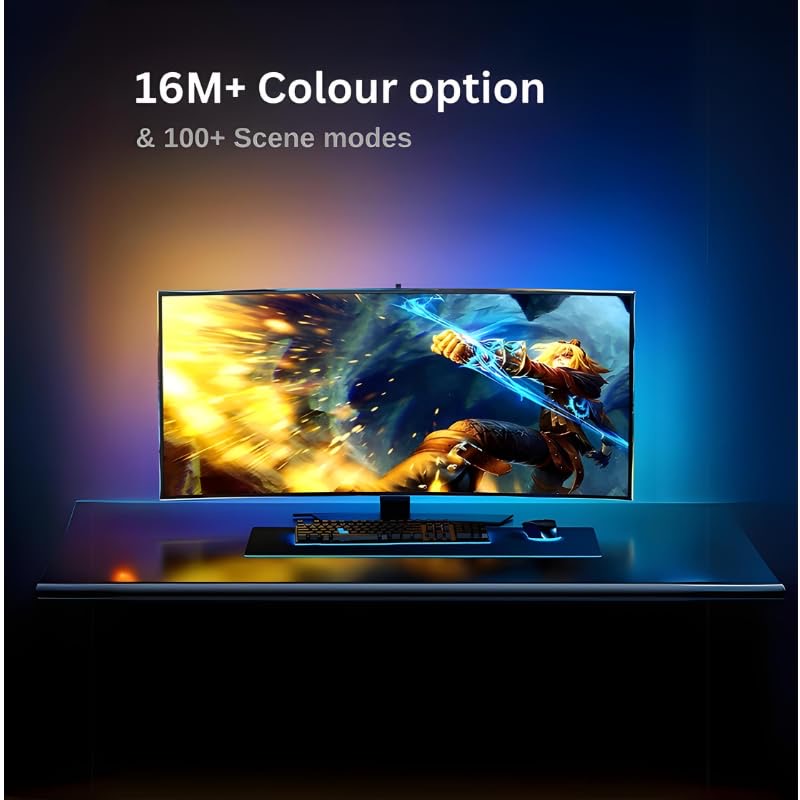USB Sync Backlight for Gaming PC - Monitor Backlight (Upto 40 inches Monitor Size) || Color Changing with Screen Sync Box PC Backlight || RGB5050 Smart LED Strip || (Not for TV, ONLY for Computer / Laptop Screen) KPC5