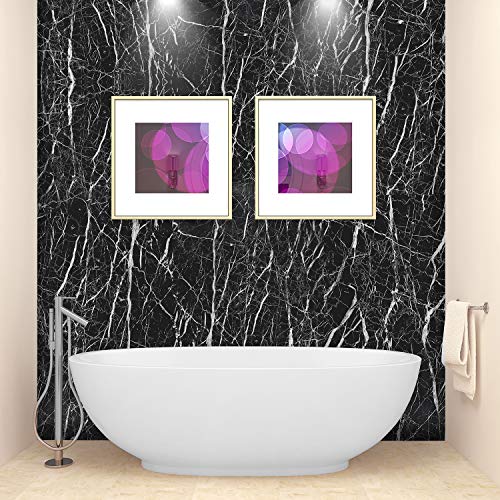 Marble Wallpaper for Kitchen Counter Top Sheet Covers Black Countertop Peel and Stick Contact Paper for Countertops Waterproof Desk Dresser Table Cover Oil Proof kitchen stickers 15.8x78.8"