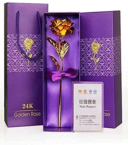 24K Gold Rose Flower with Gift Box for Valentine's Day and Rose Day