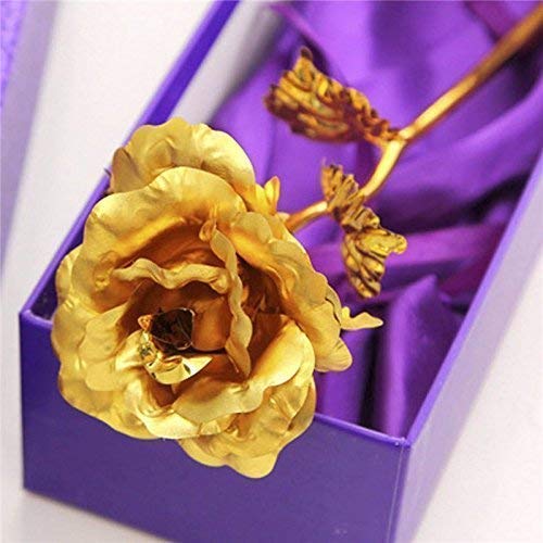 24K Gold Rose Flower with Gift Box for Valentine's Day and Rose Day