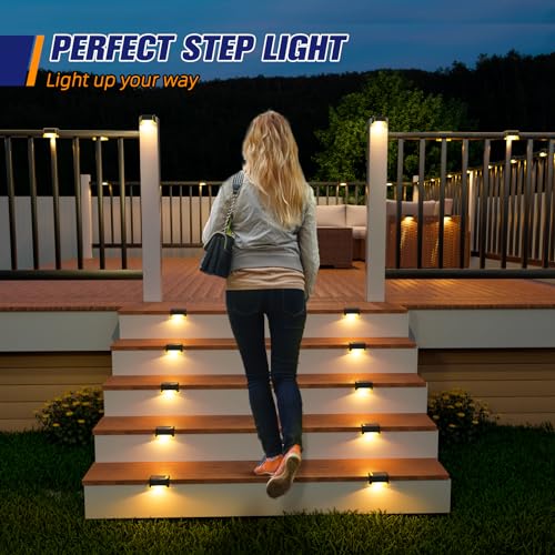 Pack of 4 : Solar Step Lights Outdoor Solar Fence Lamp for Steps,Fence,Deck,Railing and Stairs,Black