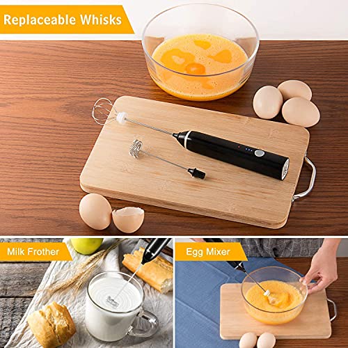 USB Rechargeable Electric Foam Maker - Handheld Milk Wand Mixer Frother for Hot Milk, Hand Blender Coffee, Egg Beater
