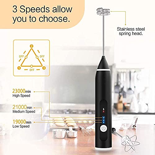 USB Rechargeable Electric Foam Maker - Handheld Milk Wand Mixer Frother for Hot Milk, Hand Blender Coffee, Egg Beater