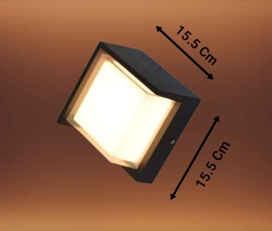 12 Watt LED Indoor/Outdoor Aluminium Wall Light, Warm White, IP-65 Rainproof & Shockproof Body (12 Watt Square Aluminium)