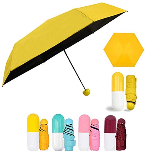 Foldable Mini Cute and Small Capsule Design Umbrella with Capsule Case (Multicolor) for travel and car
