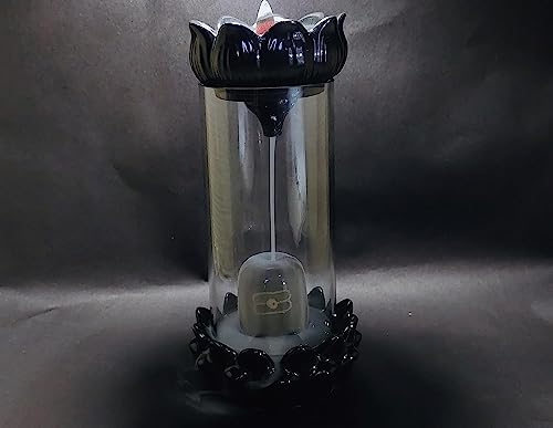 Handcrafted Tilak Shivling in Glass Fountain Backflow Smoke Fountain Incense Holder Showpiece with 10 Backflow Cone for Living Room, Meditation Yoga Place, Worship