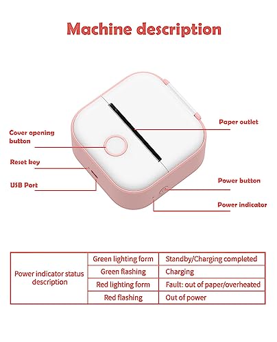 Mini Thermal Printer, Inkless Bluetooth Pocket Printer for Prints Picture List Memo Receipt Tags Barcode Labels Compatible with iOS, Android