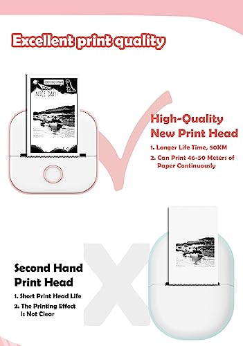 Mini Thermal Printer, Inkless Bluetooth Pocket Printer for Prints Picture List Memo Receipt Tags Barcode Labels Compatible with iOS, Android