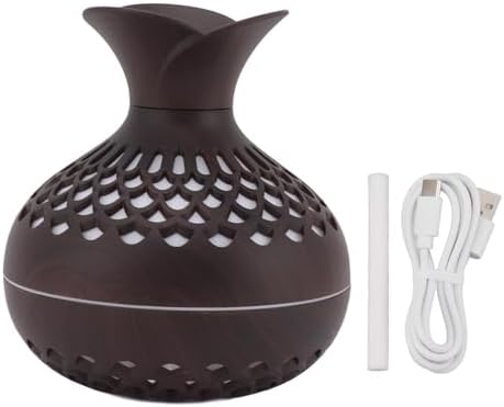 Wood Grain Design Scent Diffuser 300ml USB Powered Silent Operation Flower Vase Shape Aroma Humidifier Portable for Offices and Bedrooms (COLOUR MAY VARY)
