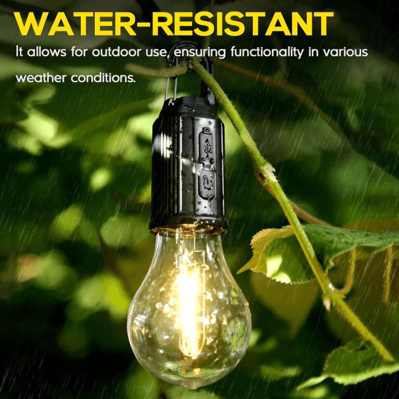 Rechargeable Camping Lights, Waterproof LED Tent Lights with USB Cable, 3 Modes Camping Lantern, Hanging Lamp for Hiking, Emergency, Camping, Household, Car Repairing
