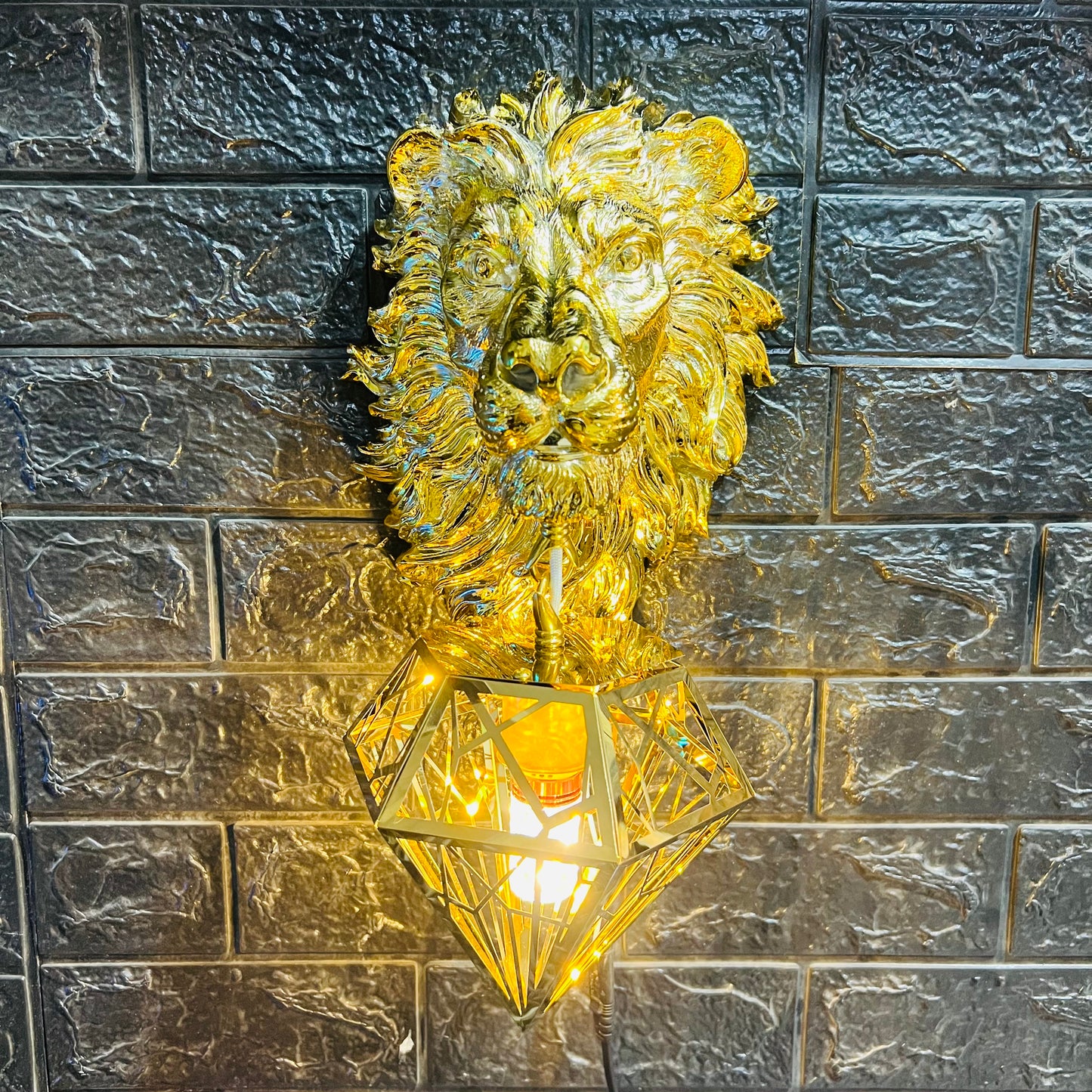 WL9112-1 Wall Lamp Lion Face 3 in 1 light 1 Year Warranty Golden